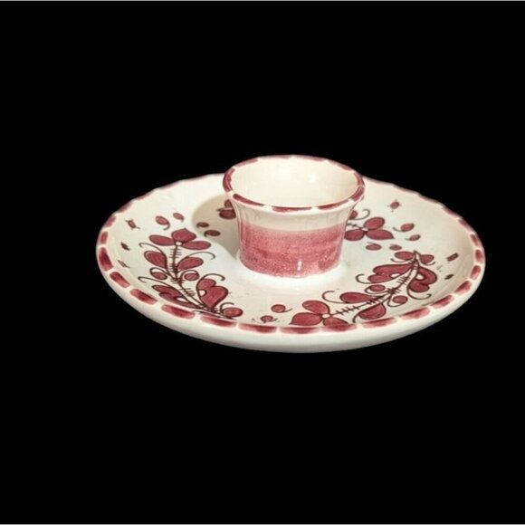 Paul Vogt  P.V. candle holder  floral design Red Farmhouse  Cottage - Picture 1 of 6